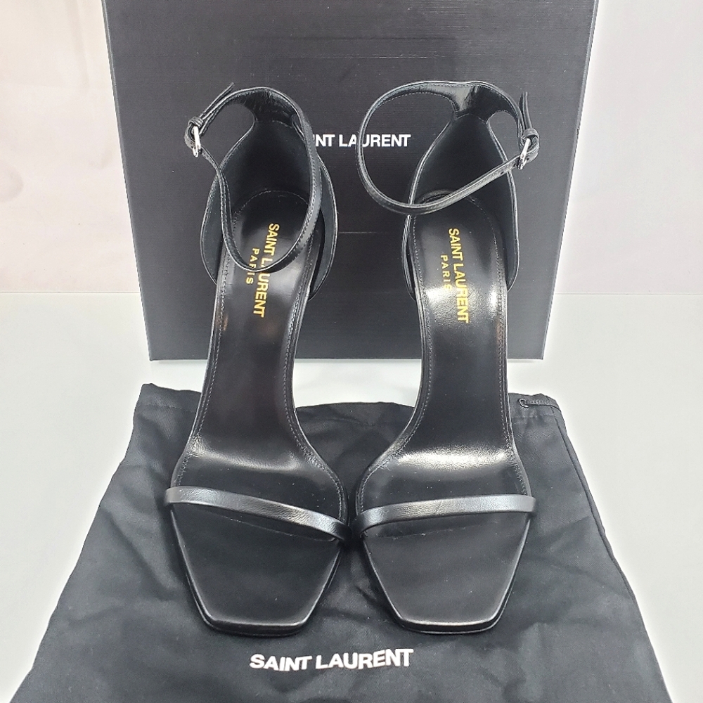 NEW$1290 Yves Saint Laurent Opyum YSL Black Silver Ankle 110 Heel Sandal Sz 9.5 - Picture 7 of 16